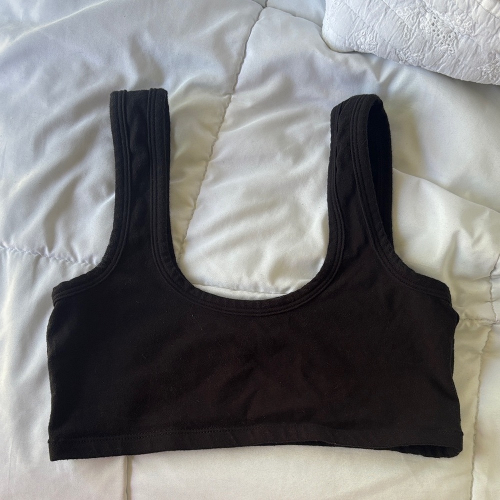 ARQ black wide strap bralette